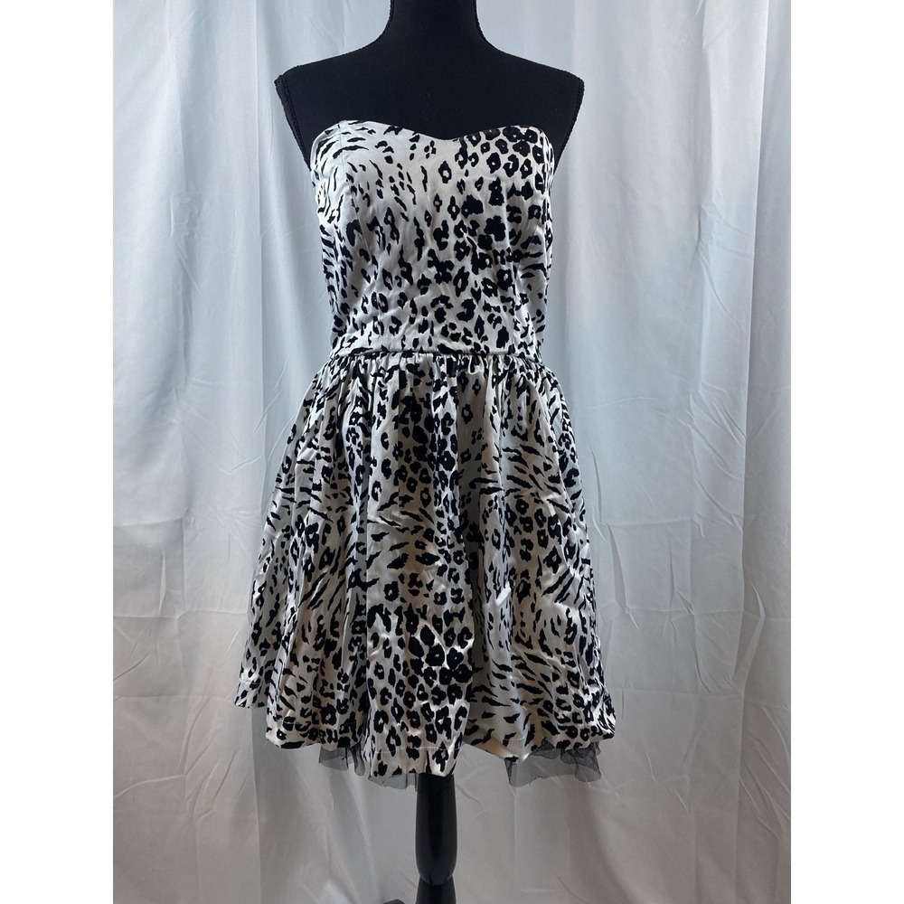 Y2K Ruby Rox Juniors Strapless Mini Dress Black White Print Junior's Size‎ 13
